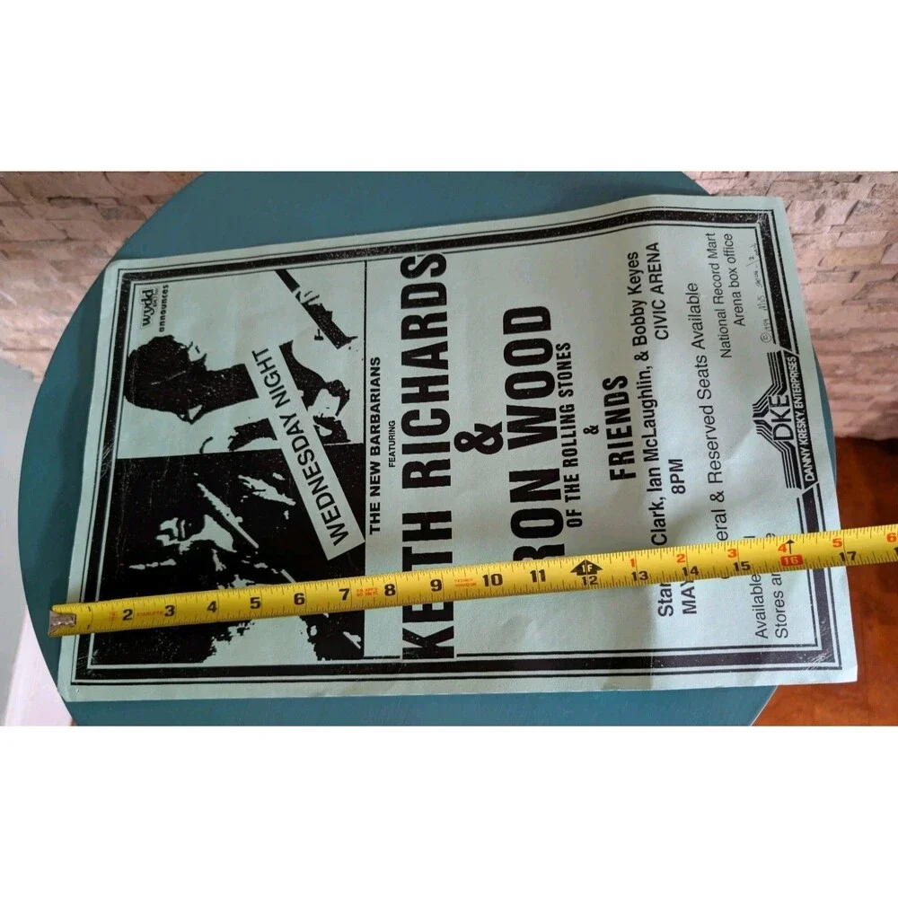Vtg KEITH RICHARDS RON WOOD NEW BARBARIANS 1979 CONCERT POSTER Rolling Stones
